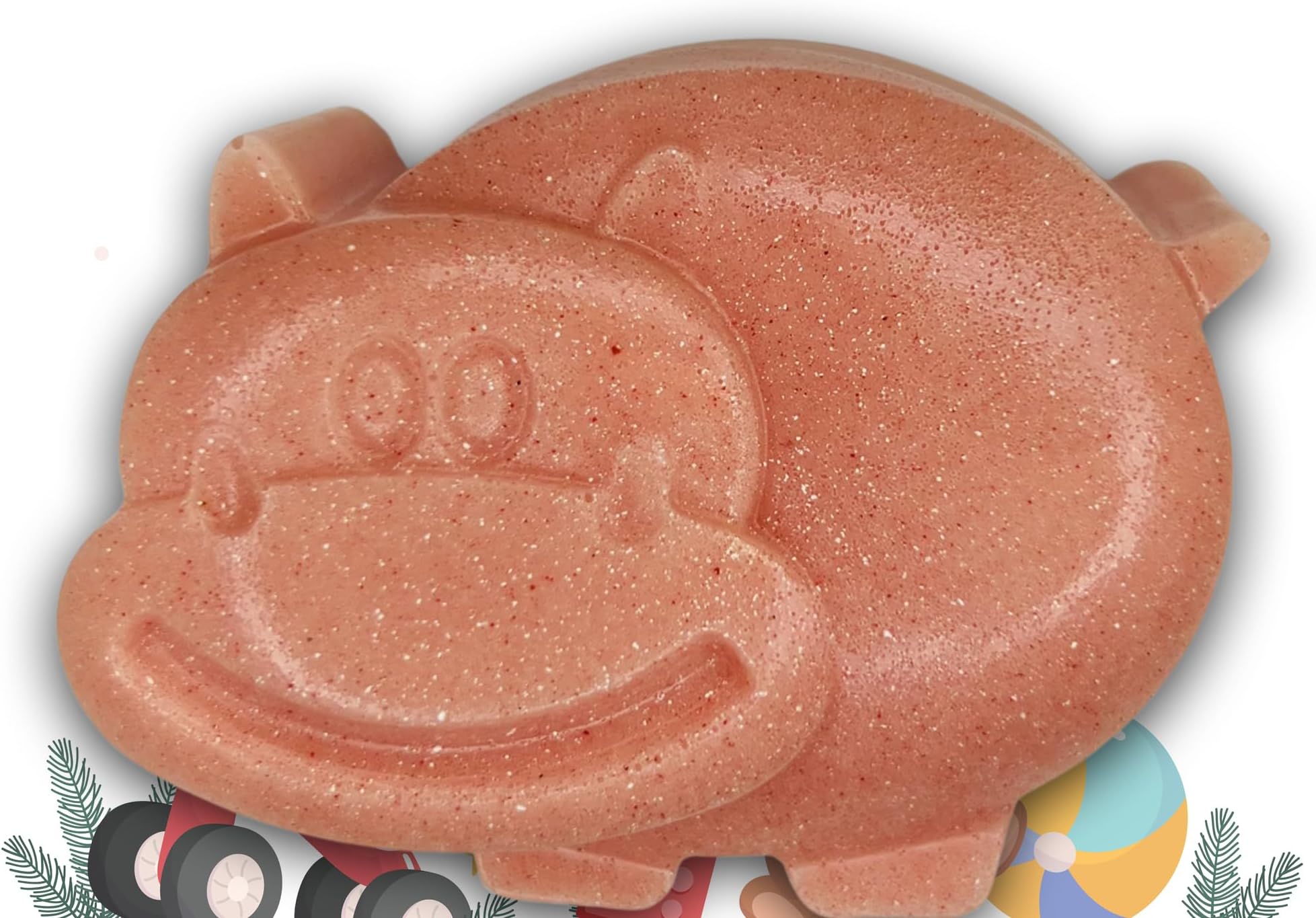 The Boom Bath Handmade Kids Toy Bath Soap (Pack 1, 90gm) - 100% Natural, Organic, Chemical Free - Enrich with Goat Milk, Glycerine & Essential Oil- Paraben & Sulphate Free Baby Theme Bar (Red Hippo).