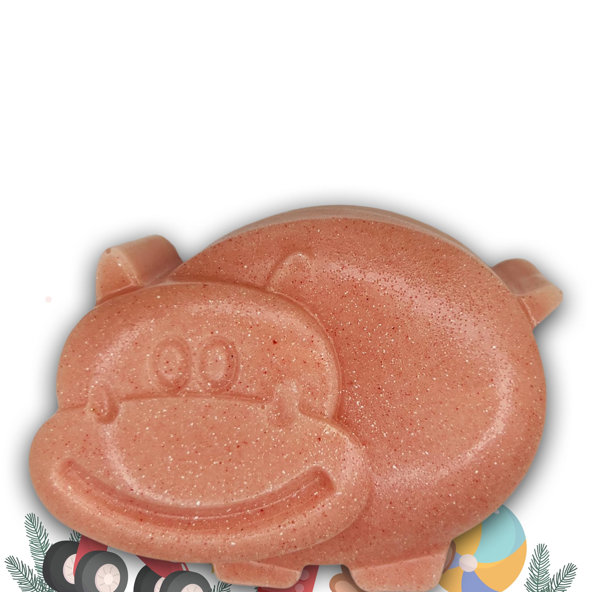 The Boom Bath Handmade Kids Toy Bath Soap (Pack 1, 90gm) - 100% Natural, Organic, Chemical Free - Enrich with Goat Milk, Glycerine & Essential Oil- Paraben & Sulphate Free Baby Theme Bar (Red Hippo).