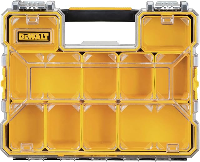DEWALT Caixa organizadora com divisores, trava de metal, 10 compartimentos (DWST14825)