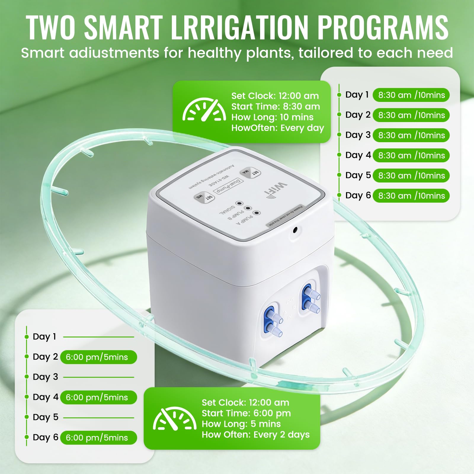 Système d'irrigation automatique WIFI - Système d'irrigation goutte à goutte via application - Arrosage utomatique pour jusqu'à 20 plantes d'intérieur - Mode automatique/manuel/intelligent - Arrosage