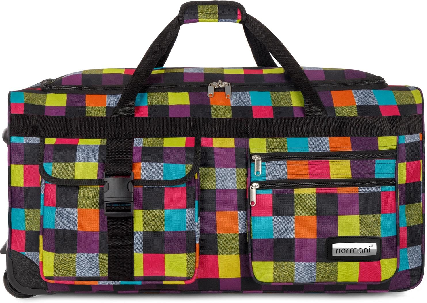 normani Reisetrolley 80 L Reisetasche mit Rollen und großem Hauptfach Weichgepäck Trolleytasche - Rolltasche für Reisen, Arbeit oder Freizeit Neon Square 80 Liter