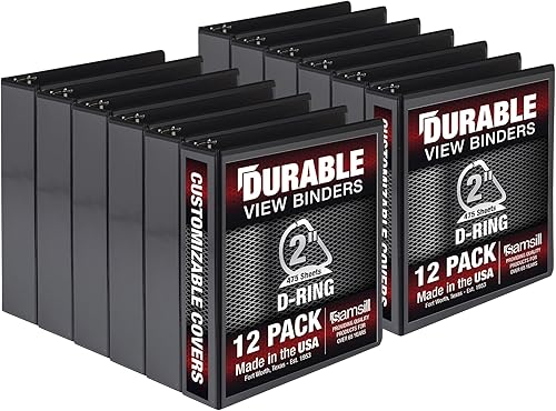 Vista 605 de Samsill Carpeta duradera de 1.5 pulgadas, fabricada en los Estados Unidos, carpeta de anillos en D, carpeta transparente personalizable, surtido