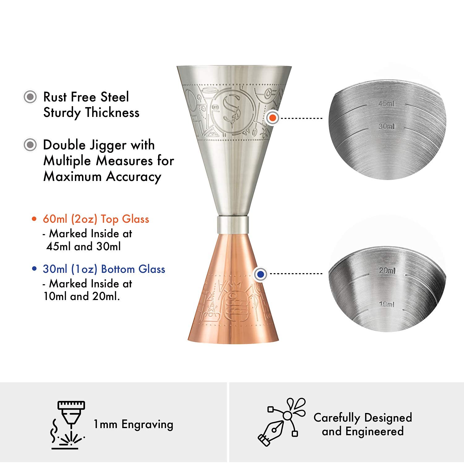 Esclusivo Cocktail Shaker Boston - Rame - Set Completo Professionale, Jigger di Precisione, 2 Sottobicchieri Versatili e Guida alle Ricette - Alta Qualità per Garantire i tuoi Momenti Migliori