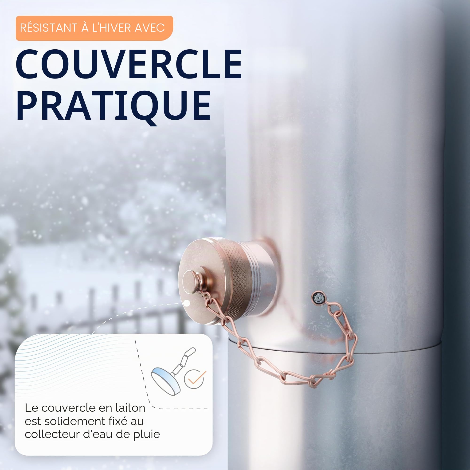 Collecteur d'eau de pluie avec tamis pour tuyaux de descente de 80 mm | Rendement augmenté | Acier inoxydable | Tuyau long de 0,5 m + raccord de tonneau | Collecteur de pluie pour tuyau de descente |