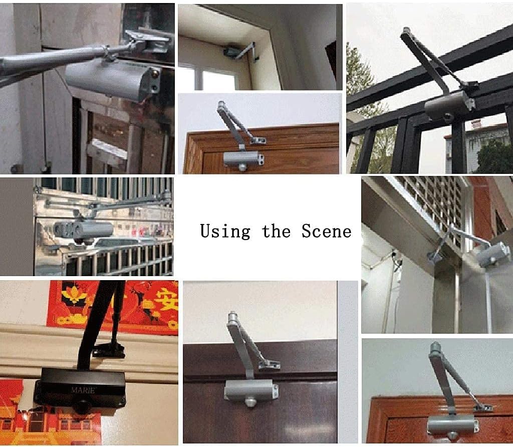 Automatic Door Closer, Spring Hydraulic Door Closure, Residential and Commercial Adjustable Spring Hydraulic Door Closer, 3 Colors (B)