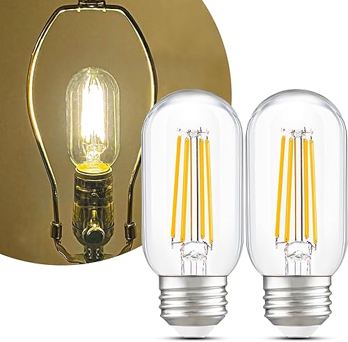 Bombillas incandescentes equivalentes a LED E26 regulables T45T14 de 60 W, bombillas Edison de lujo para exteriores, AC120V, blanco cálido, 2700K,