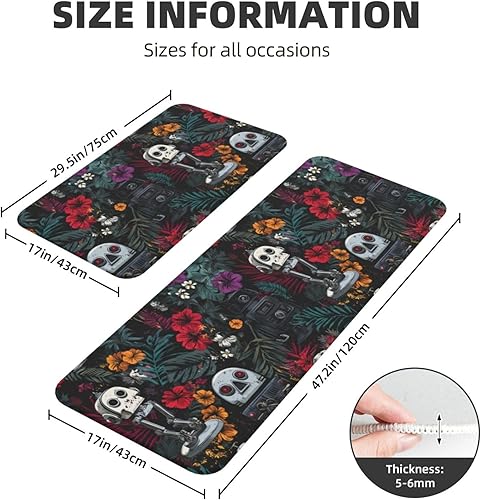 Miniatura 3 de Tropical Robot Print Kitchen Mats for Floor 2 Piece - Anti Fatigue Mats for Kitchen Floor, Non Slip Washable Rugs Home Decor