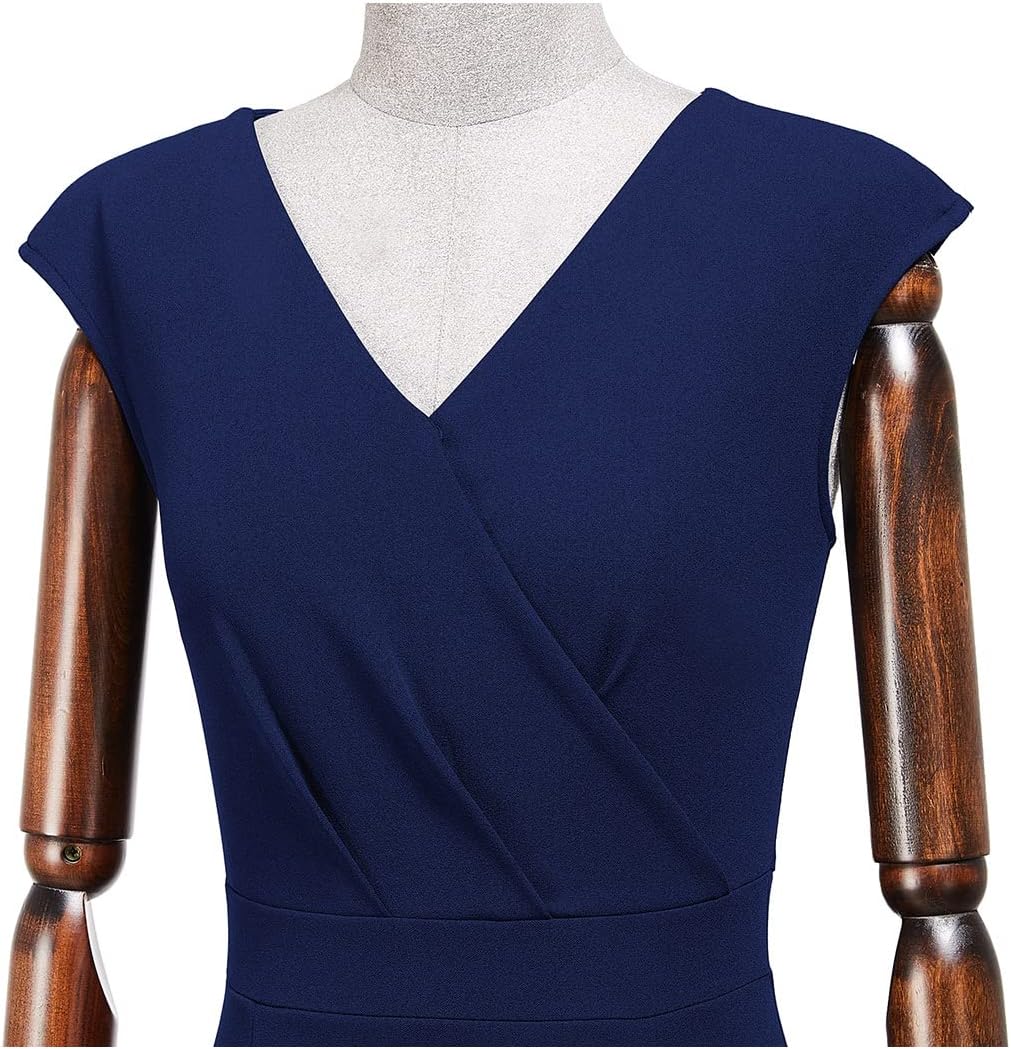 Miusol Women's Elegant V Neck Ruffle Split Style Cocktail Formal Long Dress - Image 7