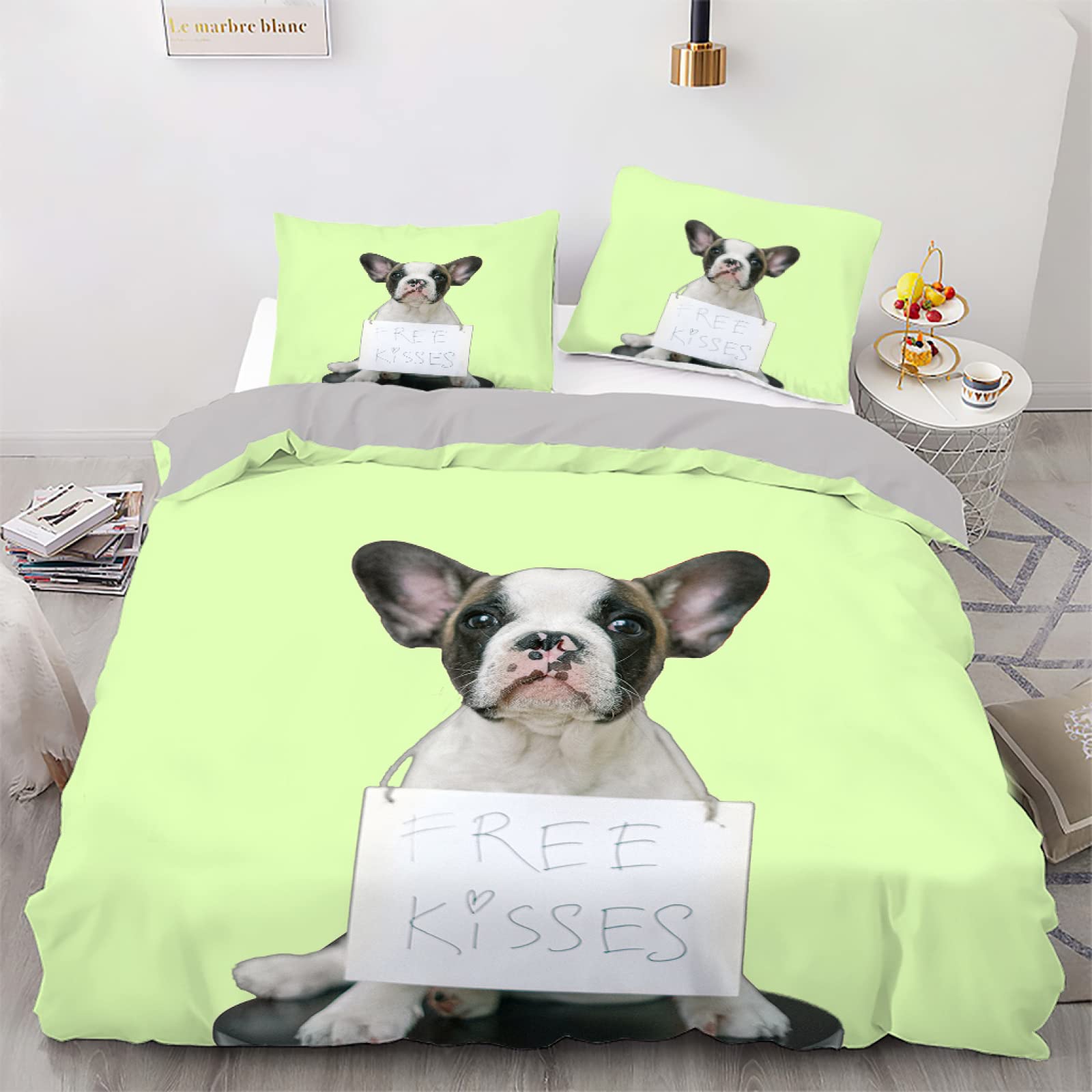 Housse de Couette 240 x 260 Chien Fermeture Éclair Facile pour Hommes et Femmes