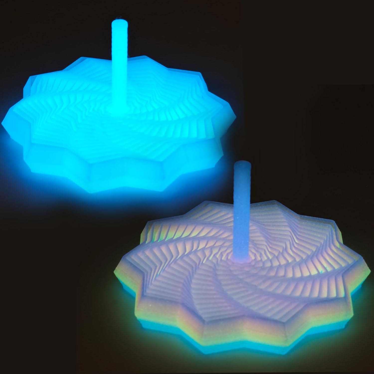 2 Pcs 3D Printed Expanded Sensory Fidget Star, Colorful Fractal Fidget Hexagon with Handles Whirling Spiral Design Star Shaped Toys for Stress Relief