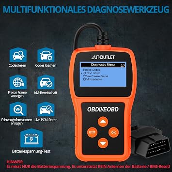 AUTOUTLET OBD2 Diagnostic Tool Car OBD2 Scanner Code Reader OBD2 EOBD Engine Fault Code Reader Scanner with DTC Definition 10 Languages Voltage Detection and Monitoring Car Fault Code Reader