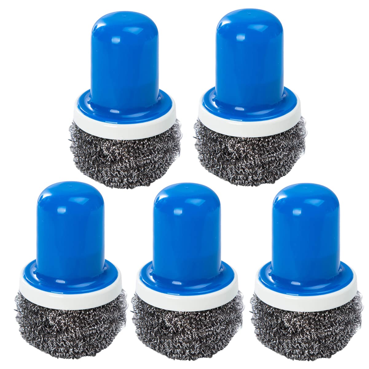 Holibanna 5Pcs Stainless Steel Wire Cleaning Brush with Handle for Effortless Kitchen Scrubbing for Pots Pans Dishes and Durable and Blue