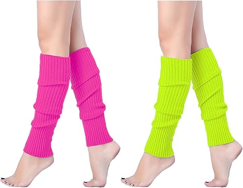 V28 calentadores de piernas acanalados para mujer, estilo años 80, para fiestas deportivas