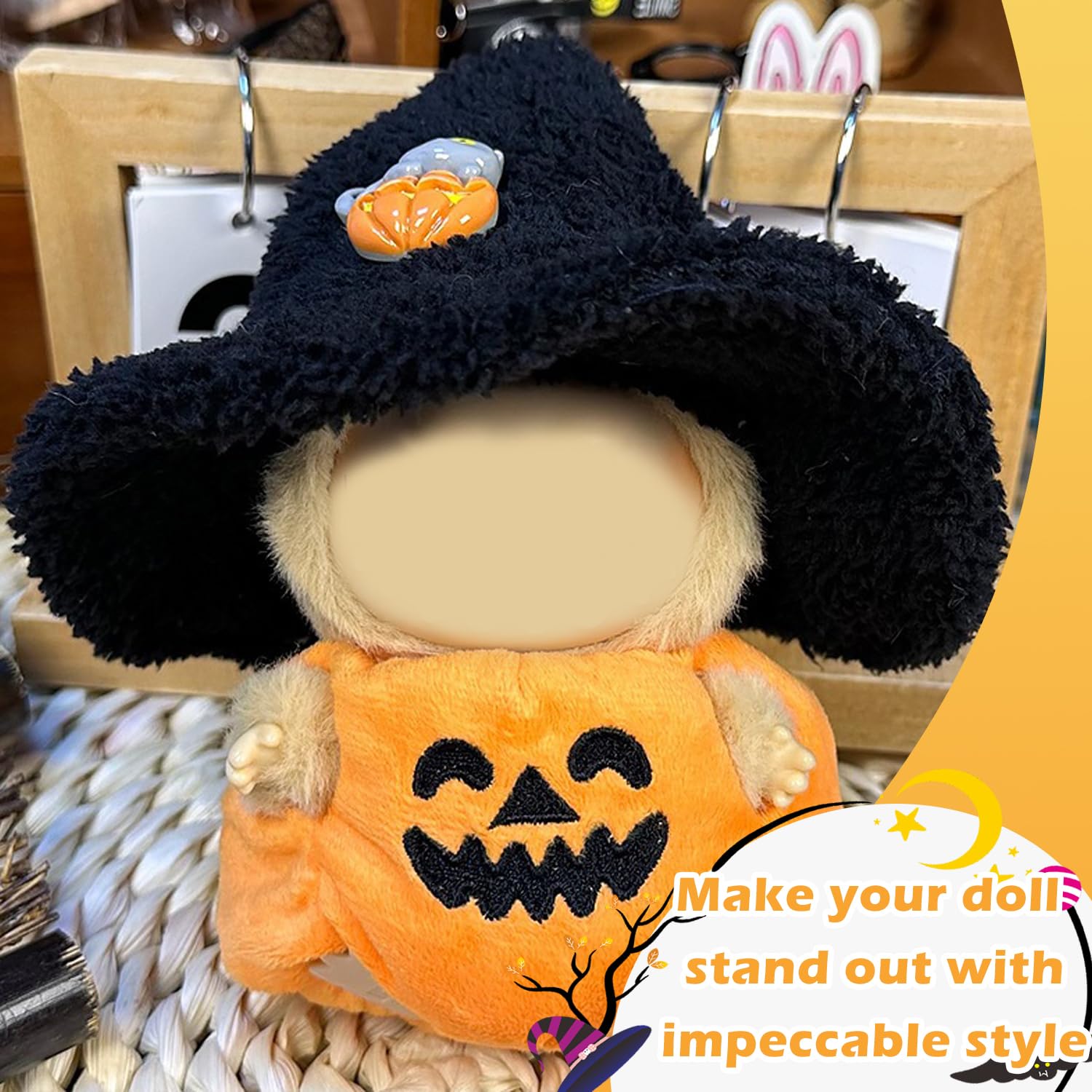 Set Vestitino Halloween Per Bambole 17 Cm - Costume Zucca E Cappello Da Strega