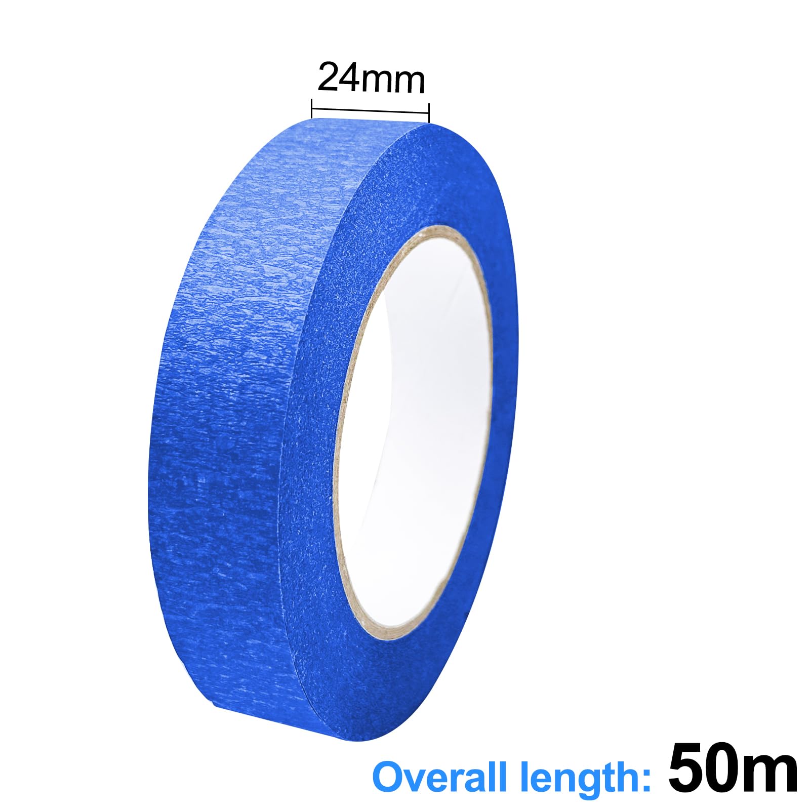 WinGluge 4 rotoli di nastro crespo blu, 24 mm x 50 m, nastro adesivo per pittore, carta crespa, antiscivolo, resistente ai raggi UV, per lavori di pittura, lavori di ristrutturazione, artigianato