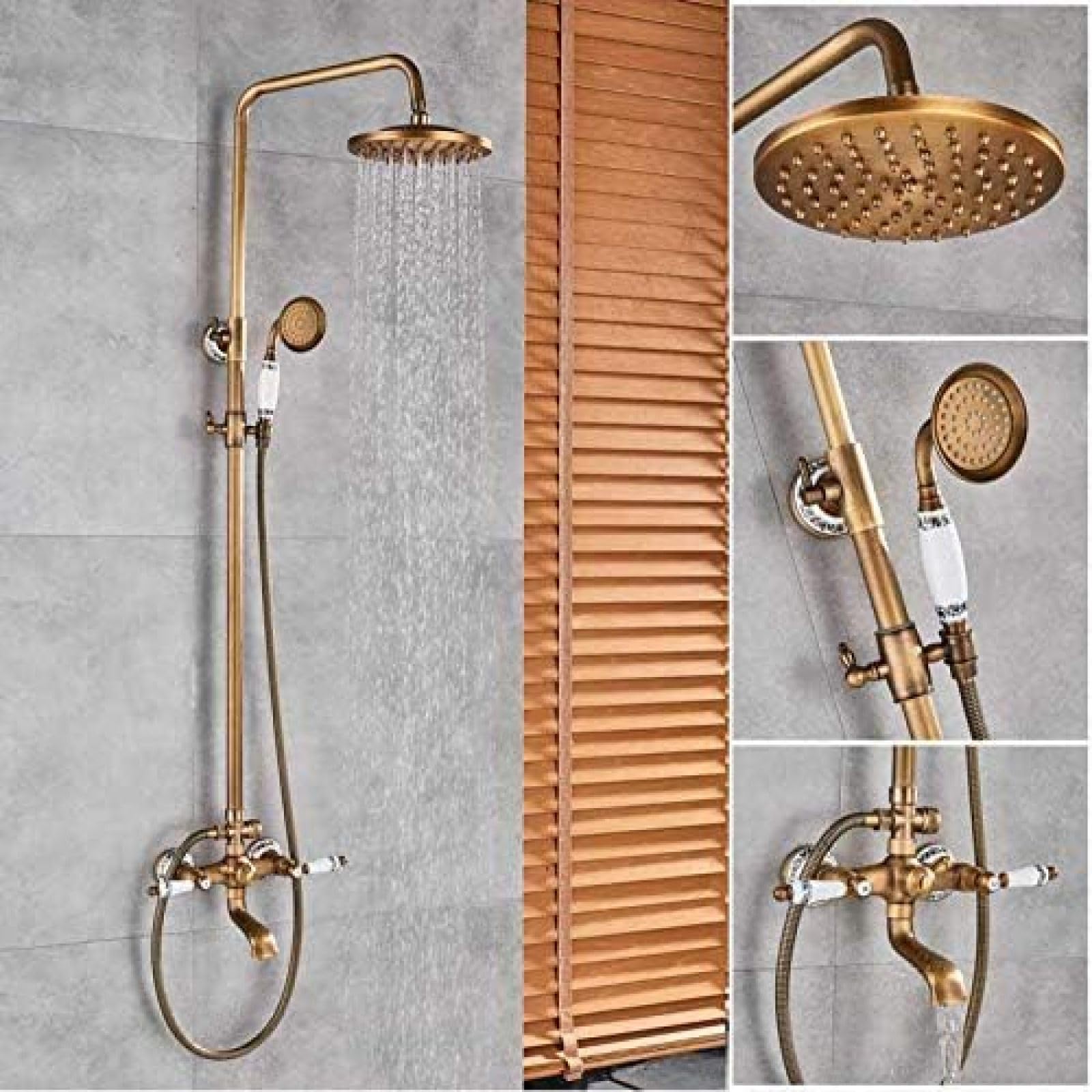 Robinet de douche double poignée et pommeau 8 pouces à jet massant unique