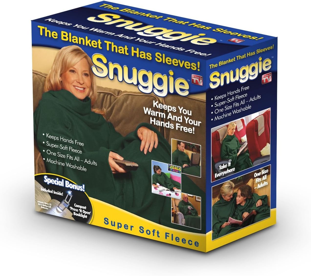 Snuggie Original Fleece Blanket with Sleeves, Hunter Green