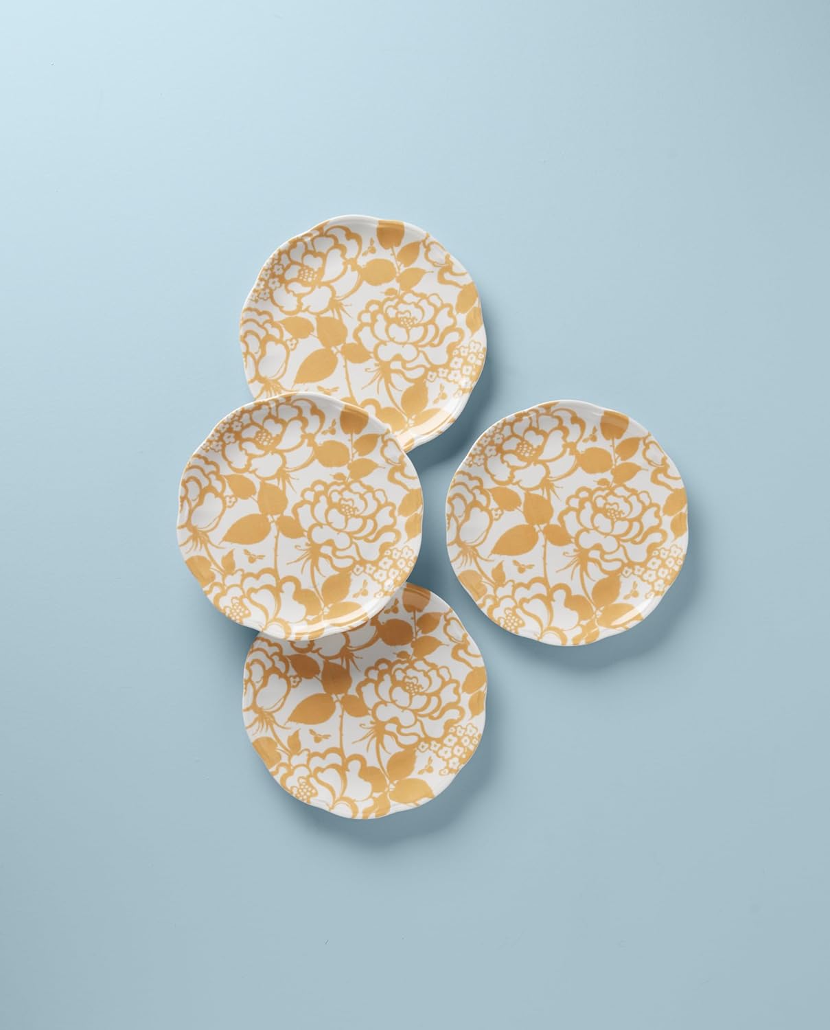 Lenox Butterfly Meadow Cottage Accent Plates, Set of 4, 4.95 LB, Goldenrod