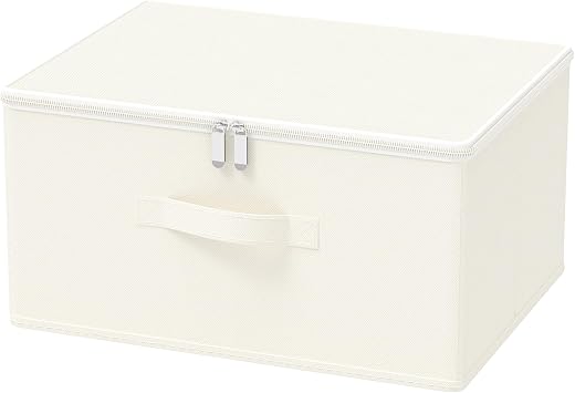 Storage Bins with Zipper, Cube Organizer Basket with Lid, Collapsible Stackable Closet Boxes, for Home and Bedroom, 1 Pack, Beige, 11.8 x 7.9 x 6.3 In, XSNY16BES-1