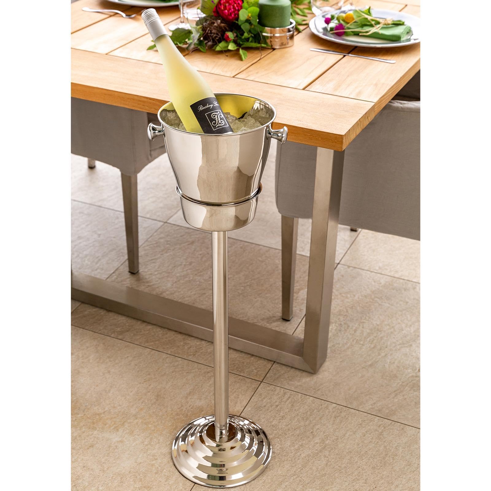 Fink Edelstahl Flaschenkühler mit Ständer 82 cm 2-tlg. Set einwandig für 1-2 Flaschen