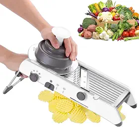 Mandolin, Pode ser Cortado em 18 Formatos Aços Inoxidáveis Mandoline Profissional, Uso Doméstico Fatiador de Legumes, Fatiador, Mandolim, Multifuncional Mandoline, Mandolim Cozinha