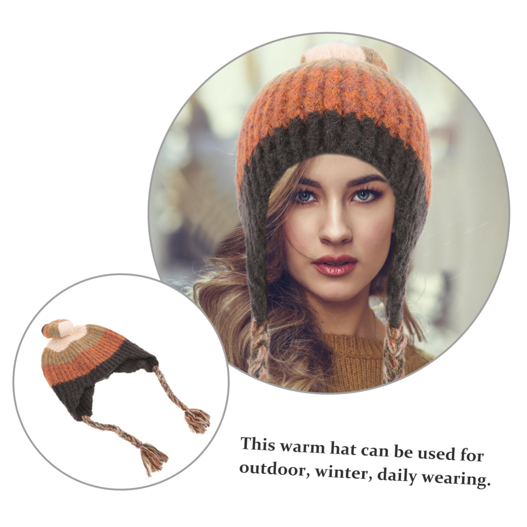 BESTYASH 5piezas Gorro De Punto Para Mujer Con Protección De Orejas Gorro Decorativo Con Trenzas Para Invierno