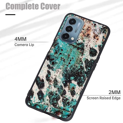 Miniatura 4 de KSHSAA Funda diseñada para OnePlus Nord N200 5G, cuero de vaca turquesa occidental, diseño retro para OnePlus, funda de silicona suave a prueba de