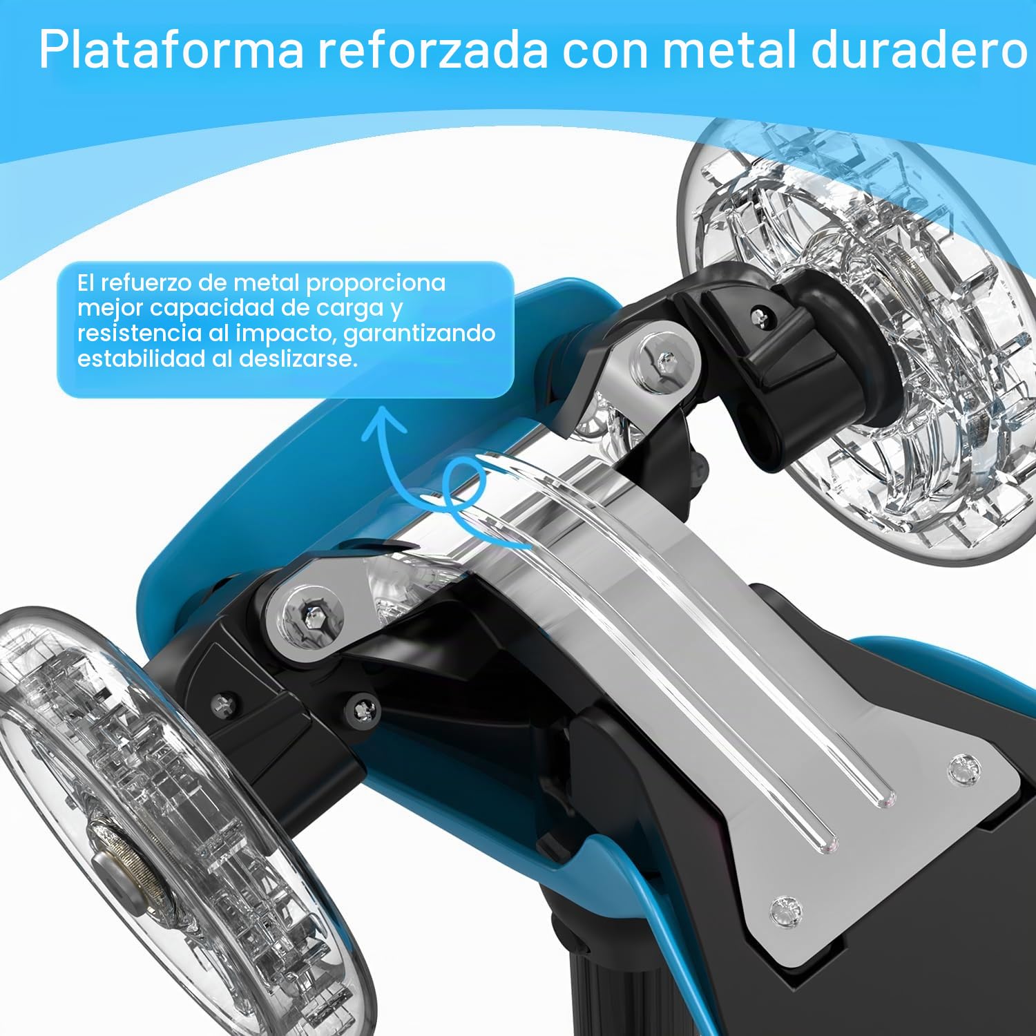 TONBUX Patinete Niño de 3 a 8 años, Patinete Niño con Columna, Ruedas y Bandeja Luminosa, Bandeja Metálica Reforzada, Altura Ajustable 65 – 80 cm, Freno Trasero Sensible, Lean to Steer Design