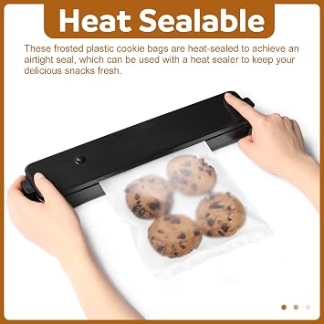 Yexiya 200 Pcs 6 x 9 Matte Frosted Heat Seal Cookie Bags Cellophane Bags