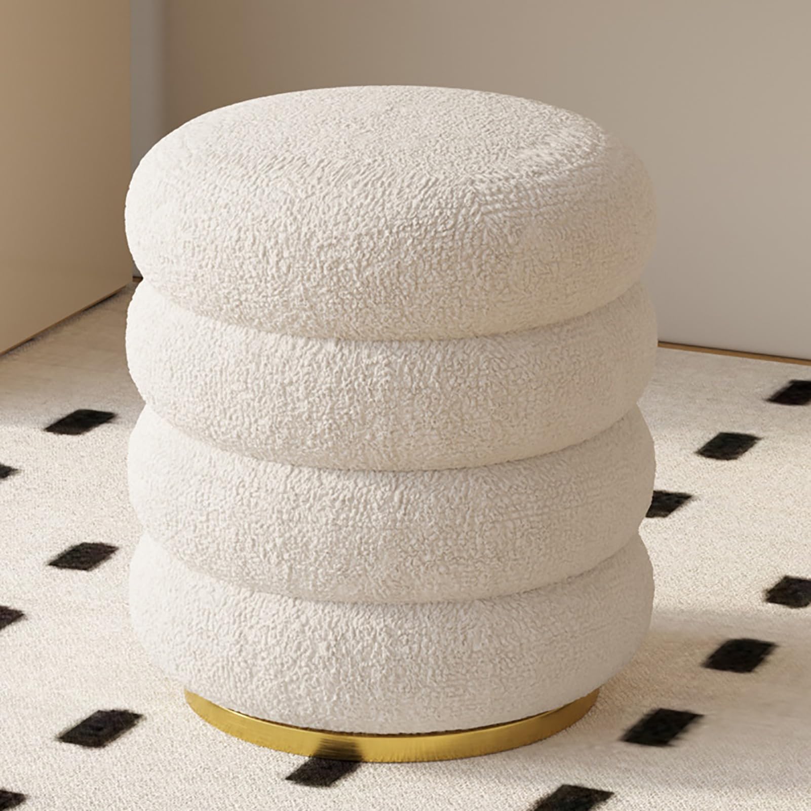Repose-pieds rond en polaire avec rangement discret pour votre salon