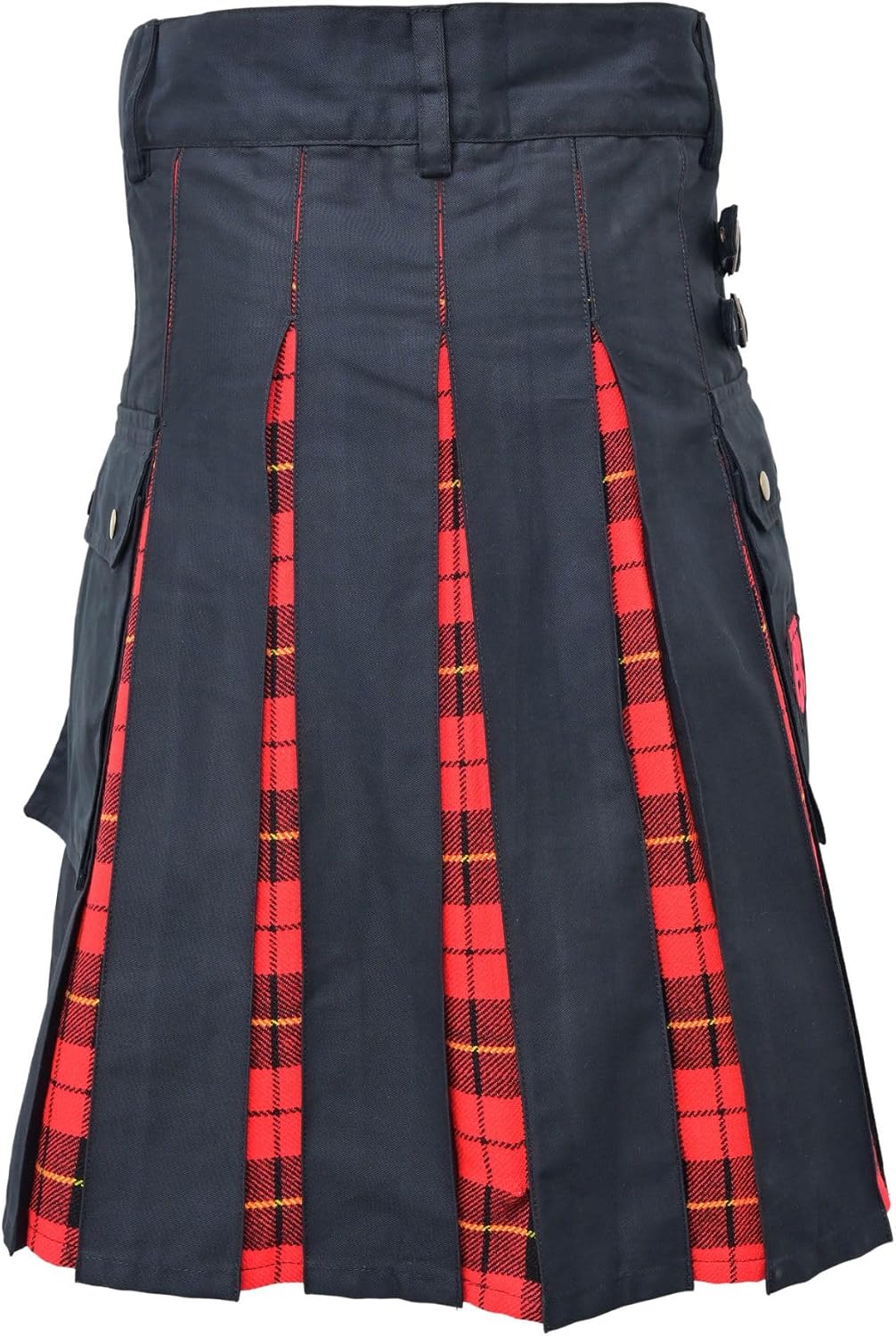 Modern Utility Kilts-Men's Scottish Plus Size Hybrid Black Cotton & Acrylic Wool Tartan Utility Kilts for Men