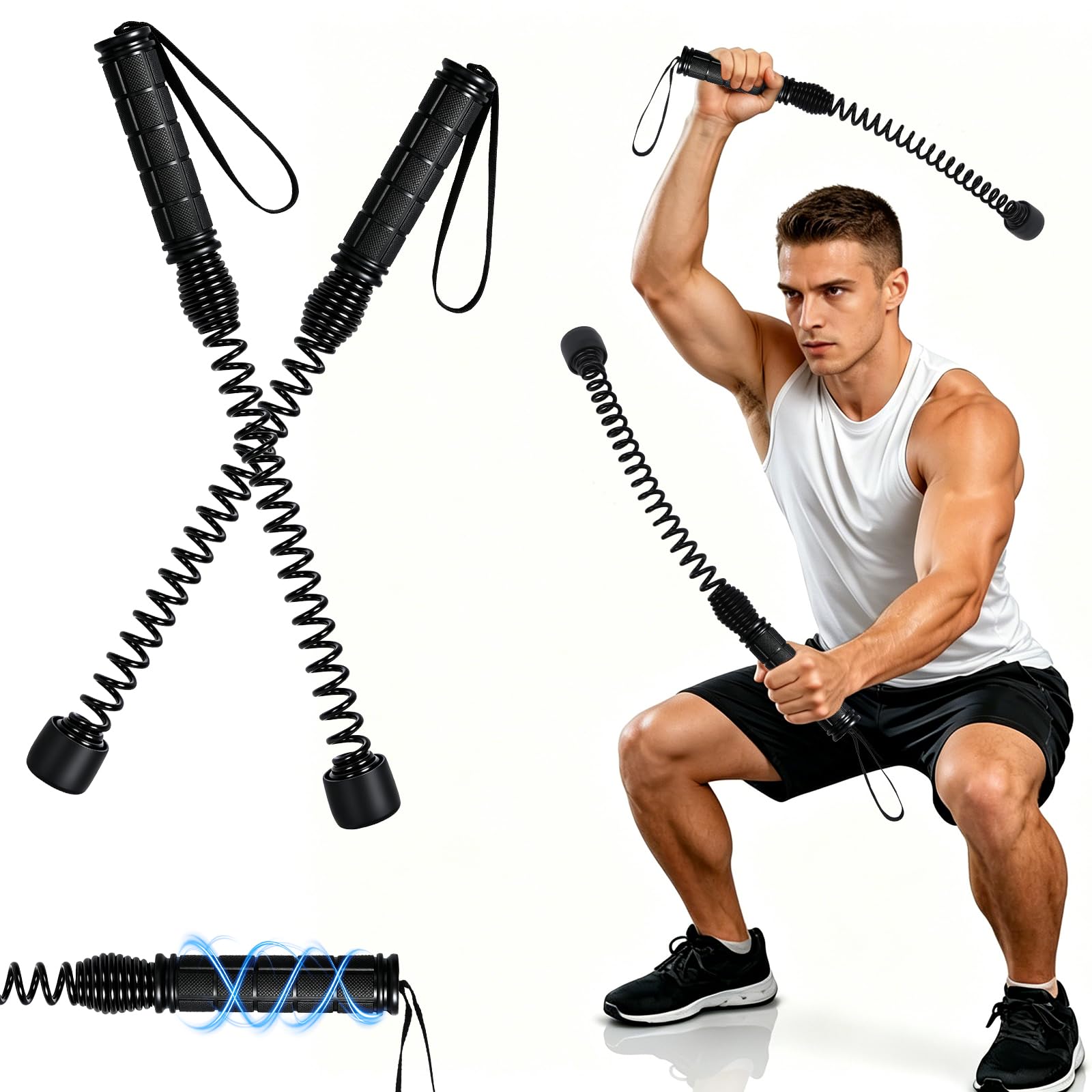 Guittly Ropeless Battle Rope with Adjustable Weights, Portable Silent Home Workout Equipment for Full Body Toning, Fat Burning, Cardio and Strength Training Gym Rope for Arms Core Butt (Black)