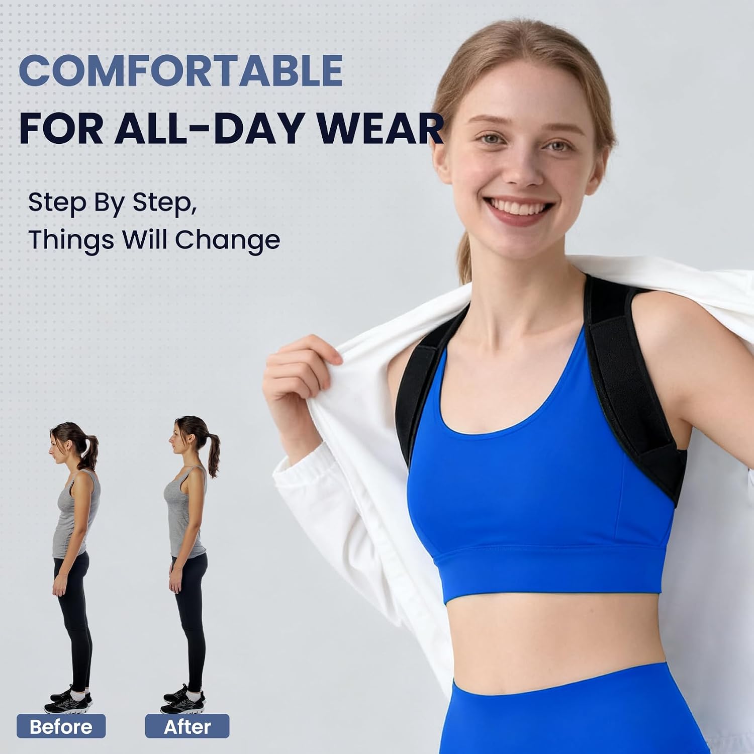 Posture Corrector for Men & Women,back posture corrector for men,posture brace,back straightener posture corrector,Adjustable Upper Back Shoulder Brace, Back Straightener for Neck, Spine Alignment, Improve Posture, Comfortable & Breathable,S/M