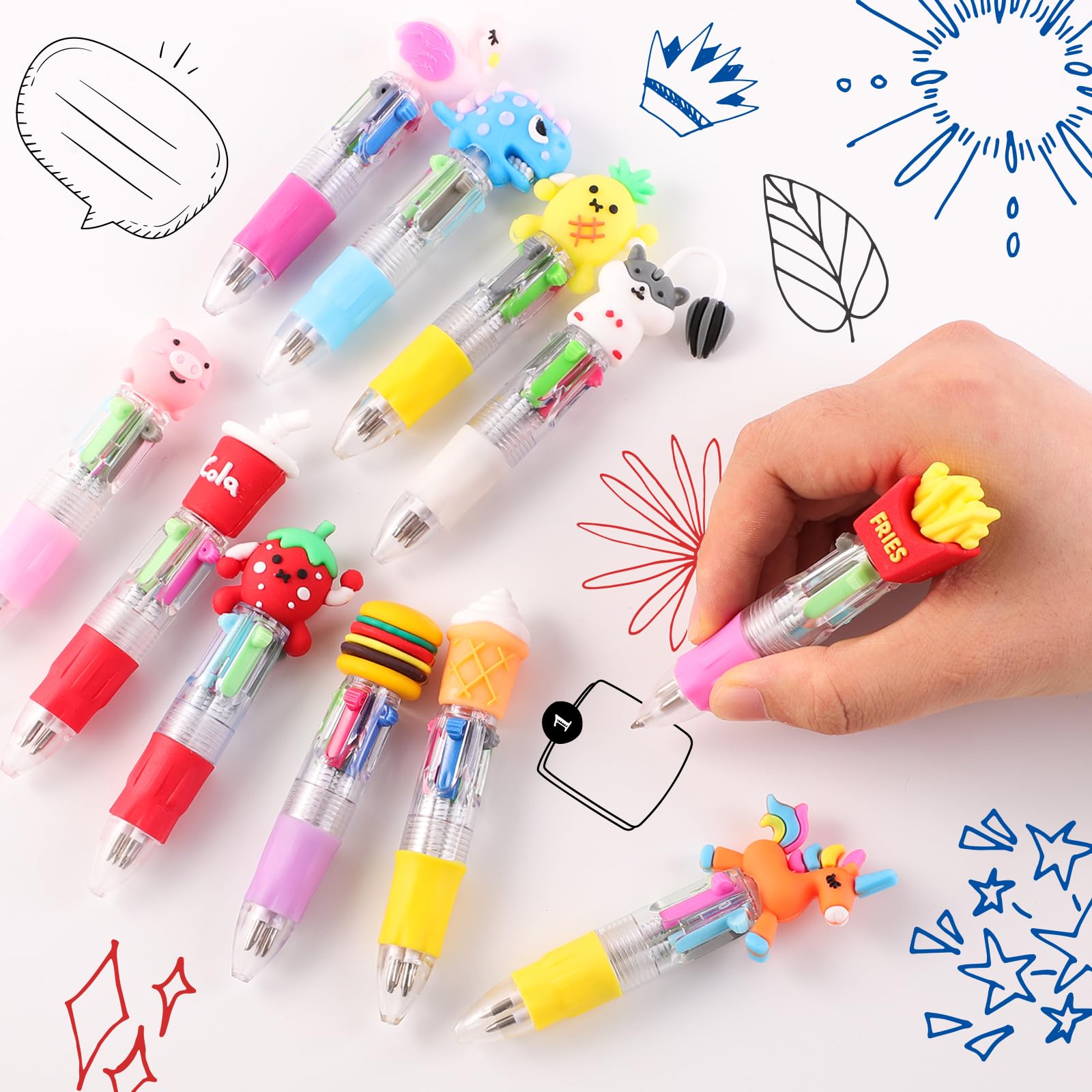 Yoosso 24 Bolígrafos 4 en 1, Bolígrafos Retráctiles 0,7 mm Regalos Cumpleaños Niños Colegio Divertidos Bolígrafos Para Niñospara Fiestas, Para Estudiantes, Oficina, Escuela, Regalos