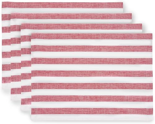 Miniatura 17 de Solino Home Sorrento - Juego de 4 manteles individuales de tela, 100 % lino puro, 14 x 19 pulgadas, hechos a mano y lavables a máquina Verde cazador