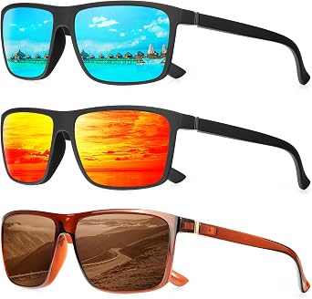 Polarized Sunglasses for Men Rectangular Frame Mens Polarized Sunglasses Sports Sunglasses with UV400 Protection