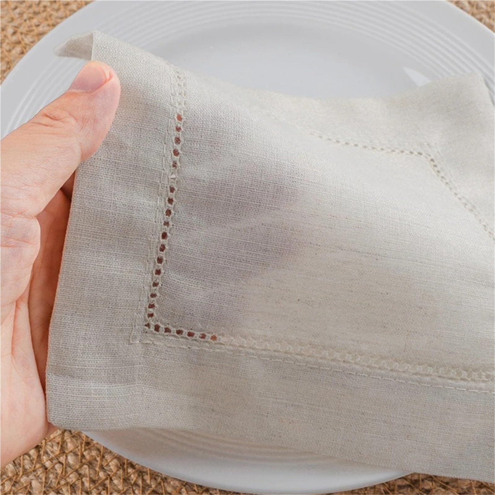 Serviettes de Table Lin Lot de 12 Serviettes Cocktail en Lin Blanc