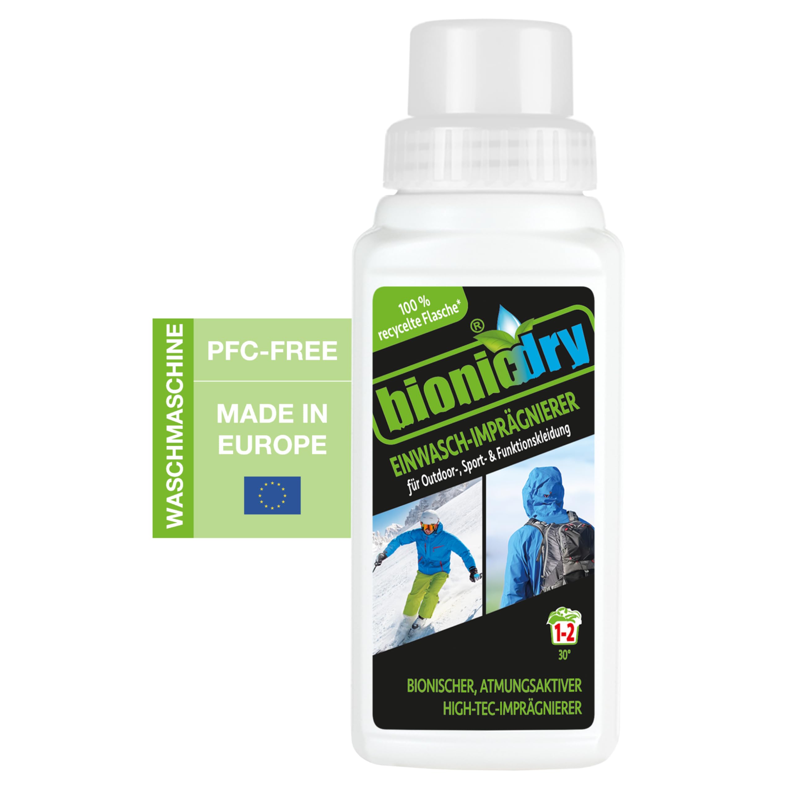 Impregnat do mycia 250 ml, do odzieży outdoorowej, odzieży sportowej i odzieży funkcyjnej, ochrona przed wilgocią również do butów, plecaków, namiotów i żagli przeciwsłonecznych