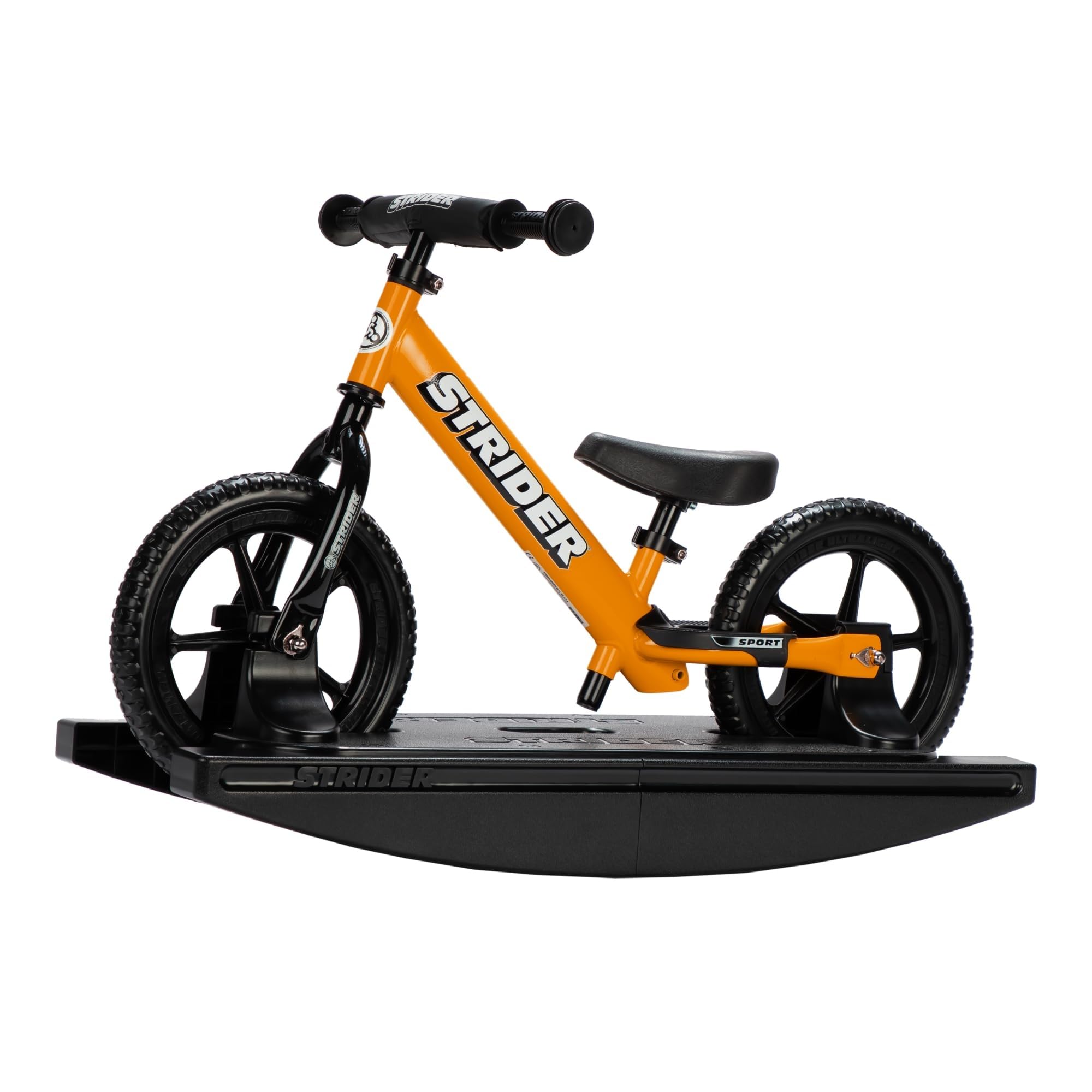 – Strider 12” Sport Bike + Rocking Base - Helps Teach Baby How to Ride a Balance Bicycle - for Kids 6 Months to 5 Years - Easy Assembly & Adjustments