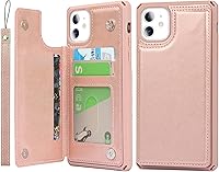 Vista 155 de Cavor for iPhone 11 Wallet Case with Card Slots Holder,Premium PU Leather Kickstand Feature Case [Wrist Strap] Double Magnetic Clasp Shockproof Flip