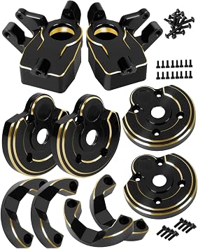 RC Portal Covers & Steering Knuckles Upgrades Part for Capra UTB/SCX10 III,Brass Heavy Duty Outer Portal Covers & Inner Portal Covers Steering Knuckles,Black