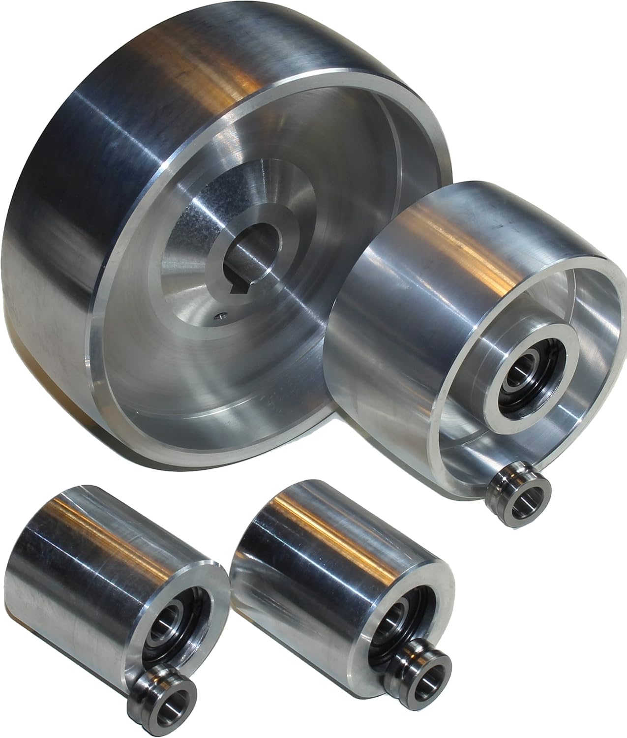 (AL6 Tracking 4 Shank 24) CNC Machined Belt Grinder Wheel Set for Knife Grinder 158 mm Drive 24