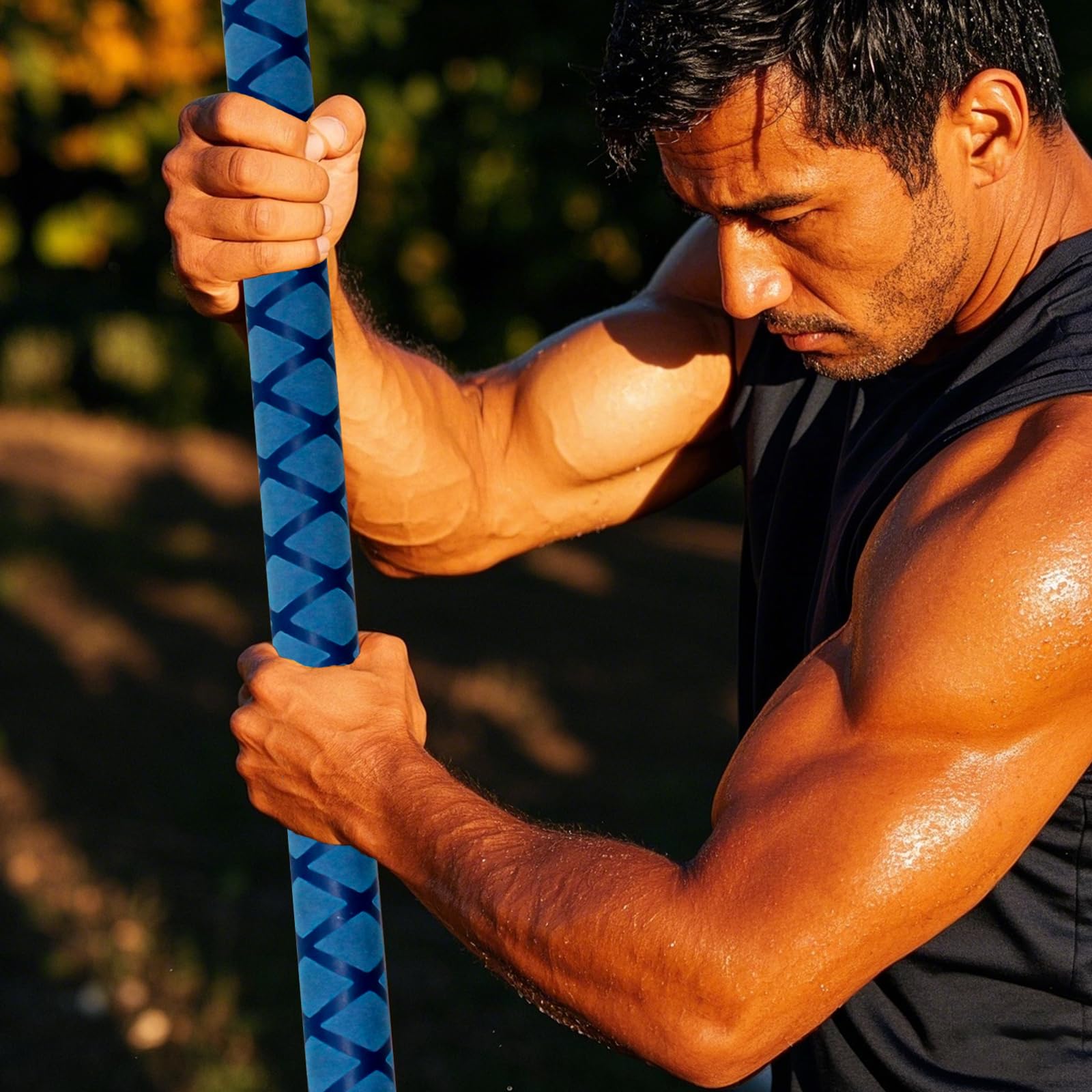 The Huang Yunming yoga stick is made of sturdy steel that is 5 feet high and an adjustable stretching stick, providing flexibility, agility, and balance. Multi functional fitness stick with 5 steel pipes (Blue)