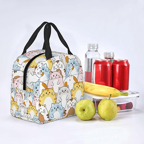 Miniatura 7 de Linda bolsa de almuerzo Kawaii para gatitos con aislamiento, lonchera reutilizable, impermeable, portátil, para mujeres, hombres, niñas y niños