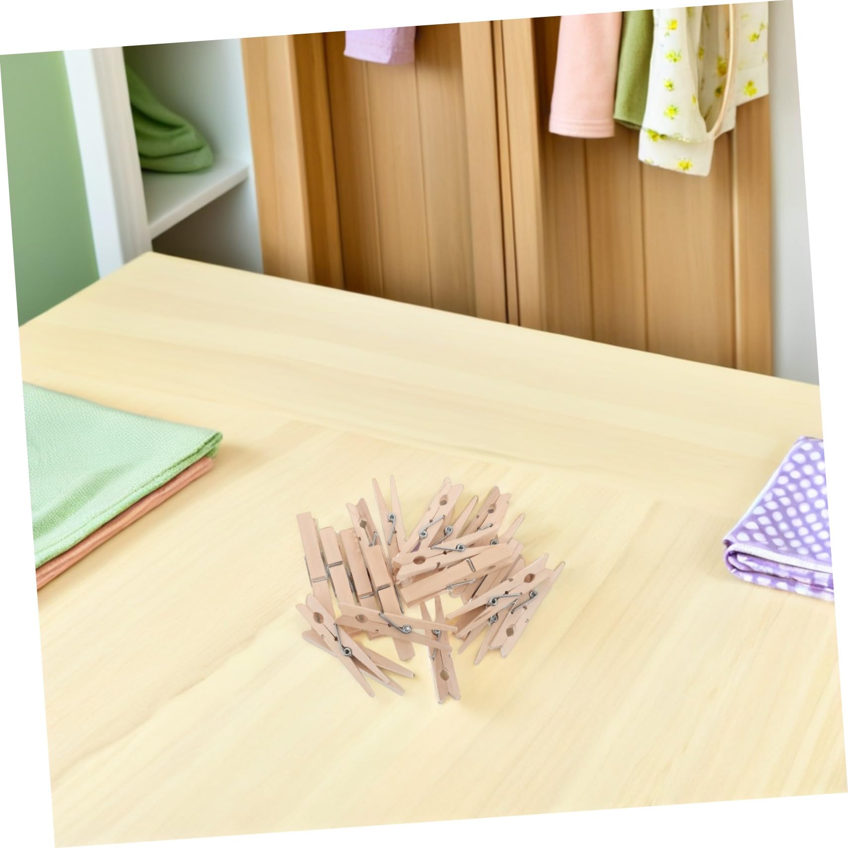 Hohopeti 150pezzi Mollette in Legno Naturale per Asciugatura Antivento, Mini Clip per Biancheria Multifunzionali, Asciugabiancheria Stabile e Pratico