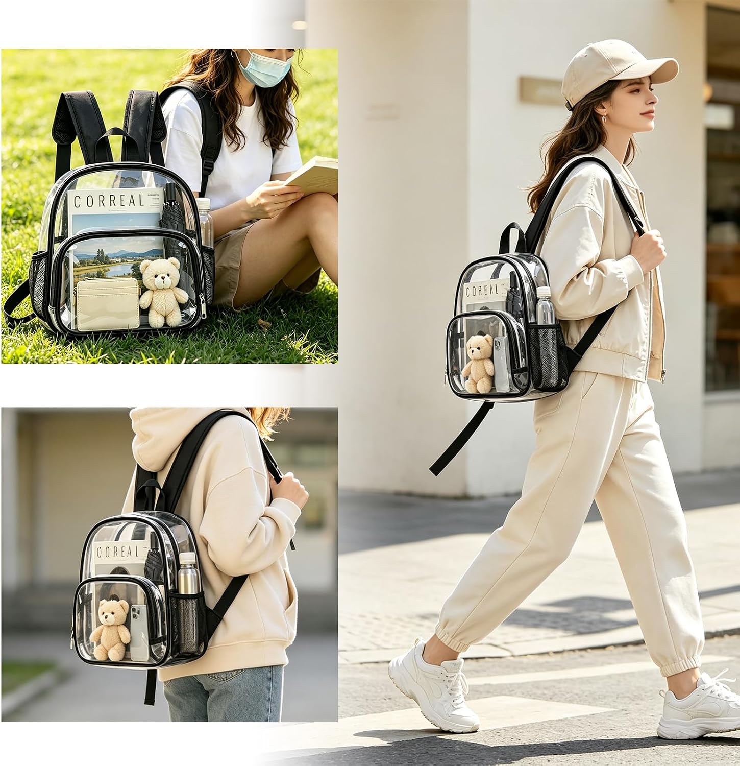 Small Clear Backpack for Stadium Events, 12x12x6,Stadium Approved