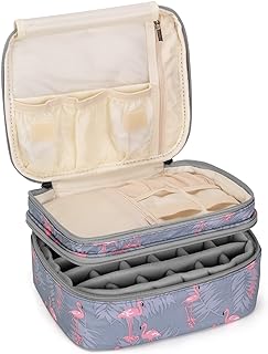 Luxja Organizer smalti per Unghie, Borsa smalti per Unghie, Valigetta smalti per Unghie- Adatto per 30 flaconi (15 ml - 0,5 FL.oz), Busta di Stoccaggio per smalti e Manicure, Fenicotteri