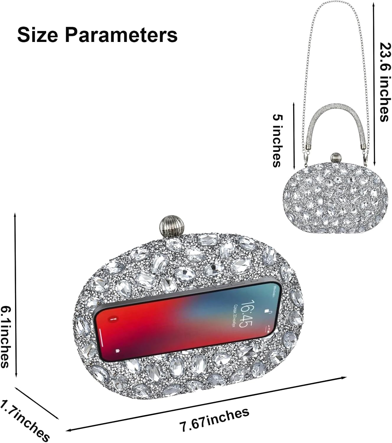 Sparkling Rhinestone Evening Bag for Women, Elegant Clutch and Crossbody Purse, Dimond Purse Handbag