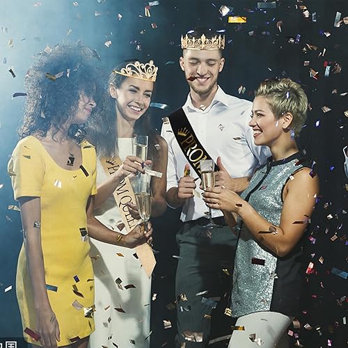 Miniatura 6 de Juego de 4 coronas de graduación King y Queen con fajas, coronas King para hombres, banda de satén brillante con diamantes de imitación, corona de