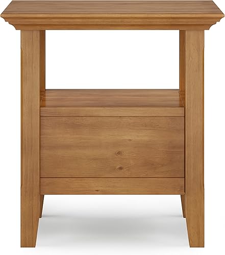 Miniatura 6 de SIMPLIHOME Amherst - Mesa auxiliar cuadrada tradicional de madera maciza de 19 pulgadas de ancho en marrón dorado claro, para sala de estar y